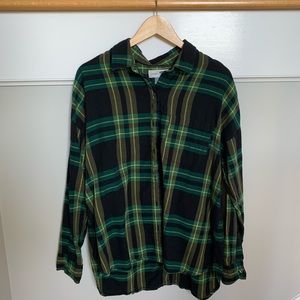 Green & Black Boyfriend Flannel